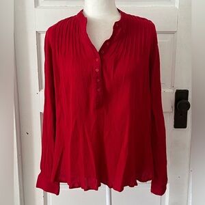 theGreat | Red Pintuck Long Sleeve